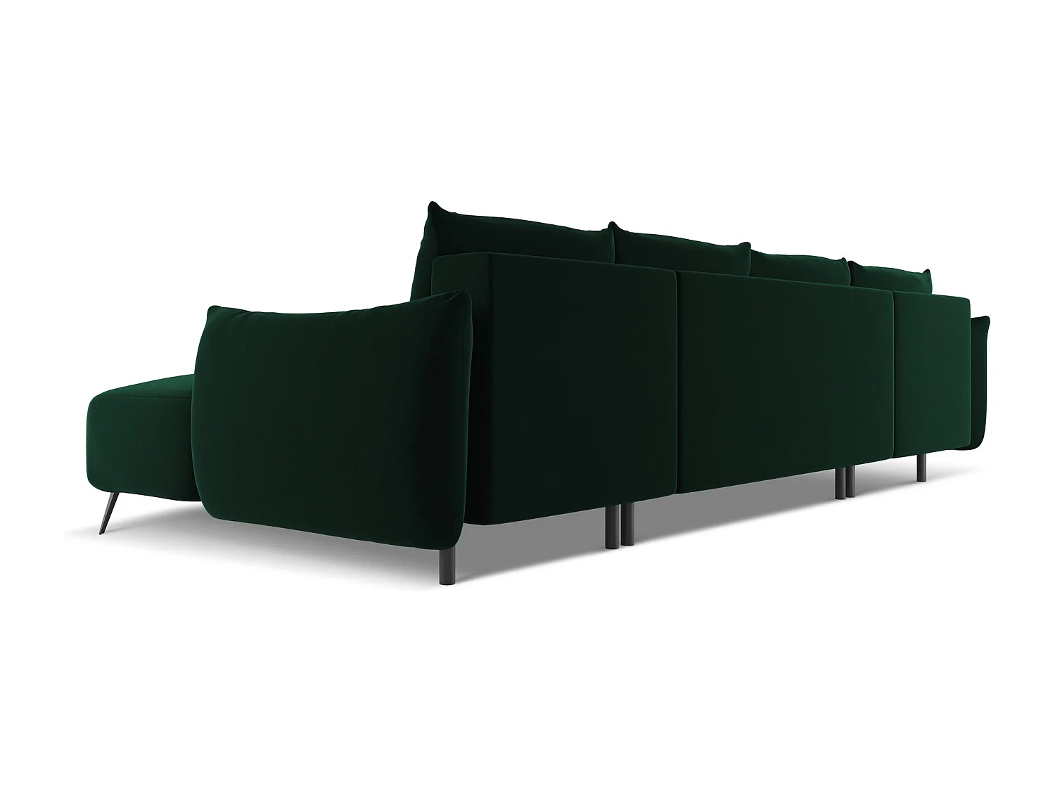 Canapé d'angle panoramique convertible en velours - bouteille verte - MALIE