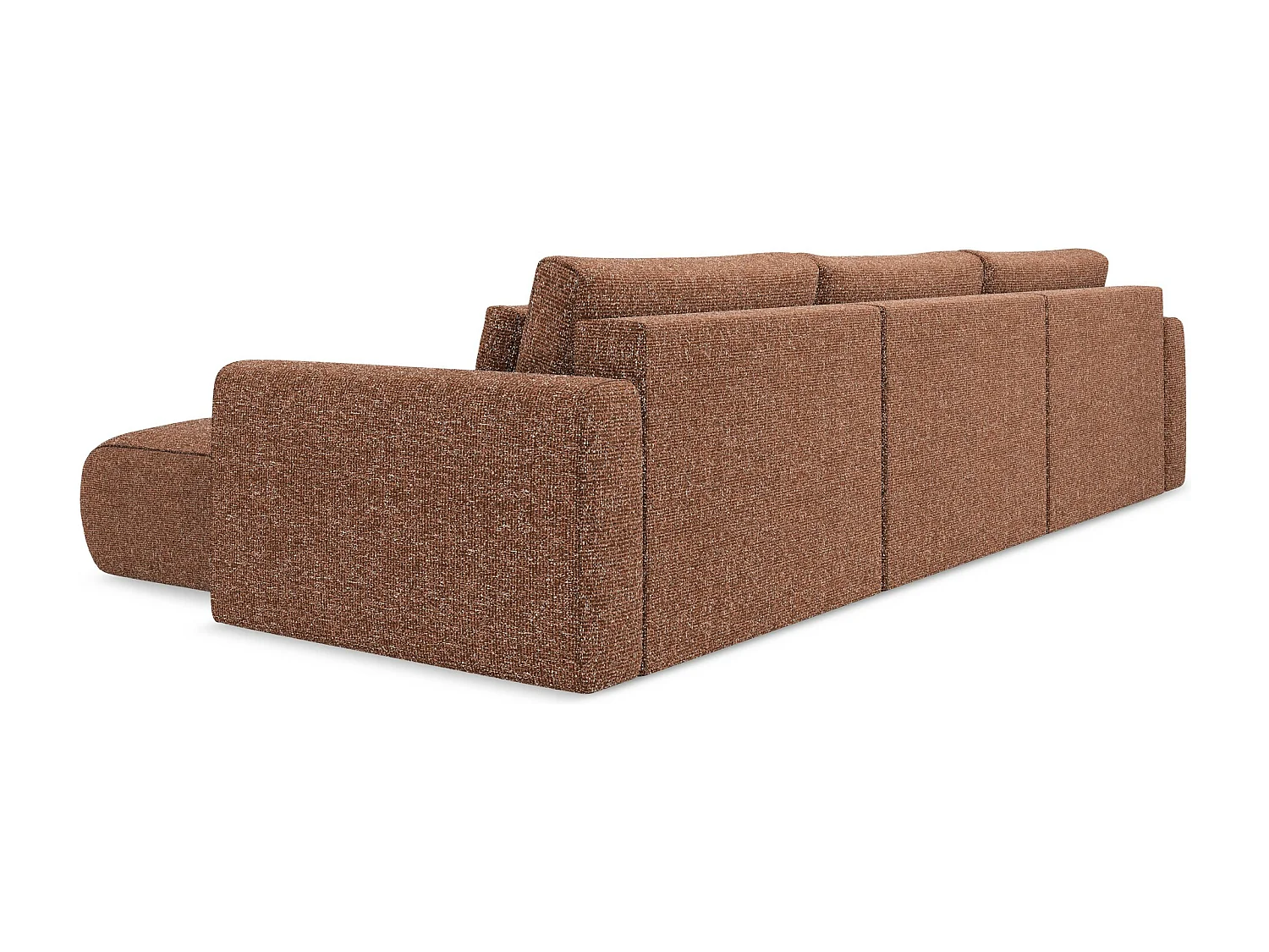 Sofá de canto panorâmico convertível 3 lugares em tecido texturizado terracota - KAPUA