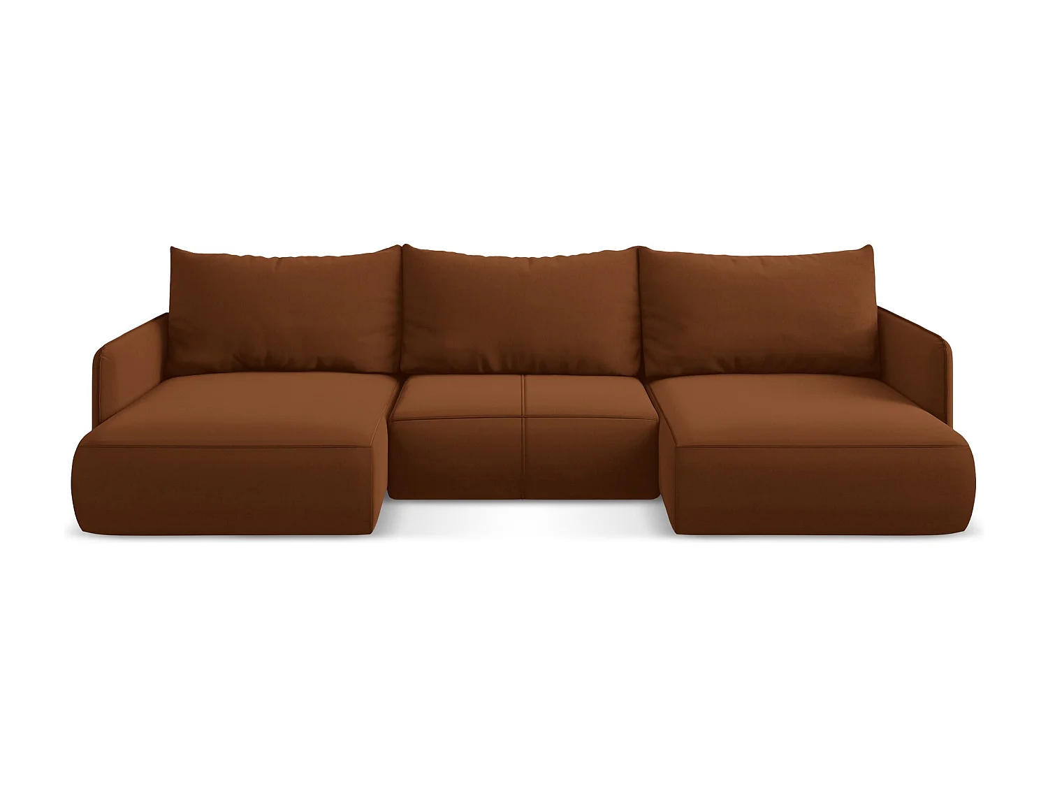 Sofa panoramiczna z funkcją spania - z tkaniny welwetowej - terakota - NANEA