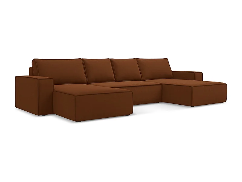 Panoramische hoekbank van terracotta velours - KIMO