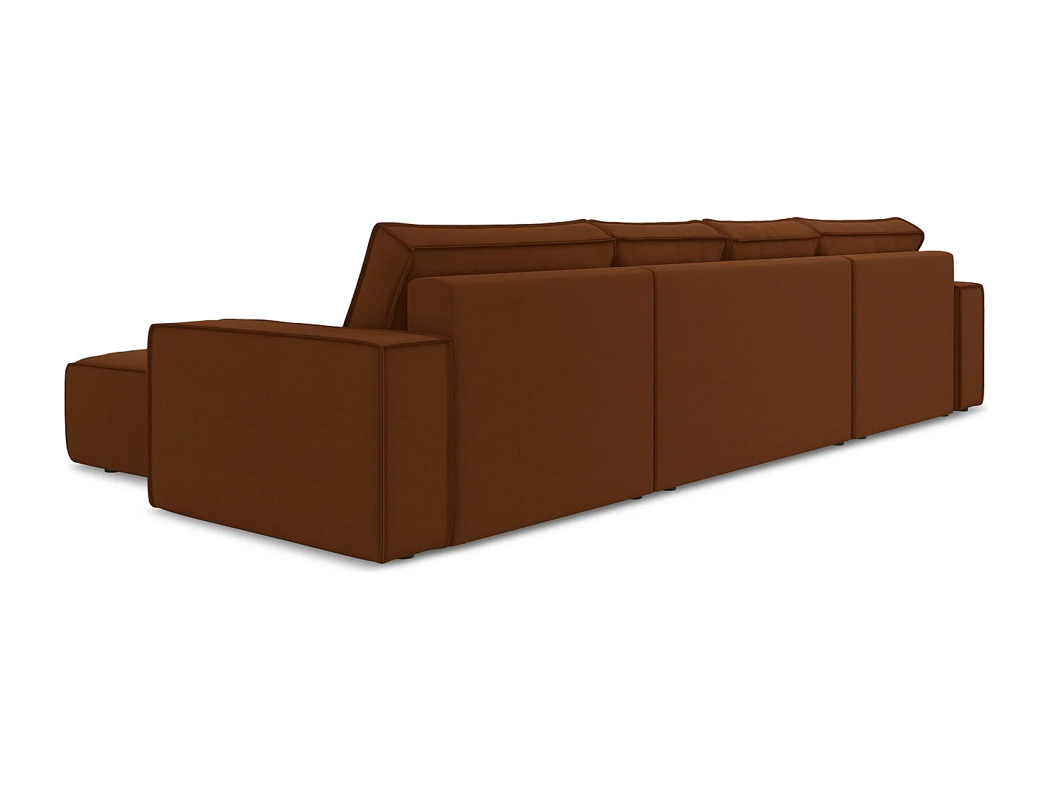 Sofá de canto panorâmico 4 lugares em veludo terracota - KIMO