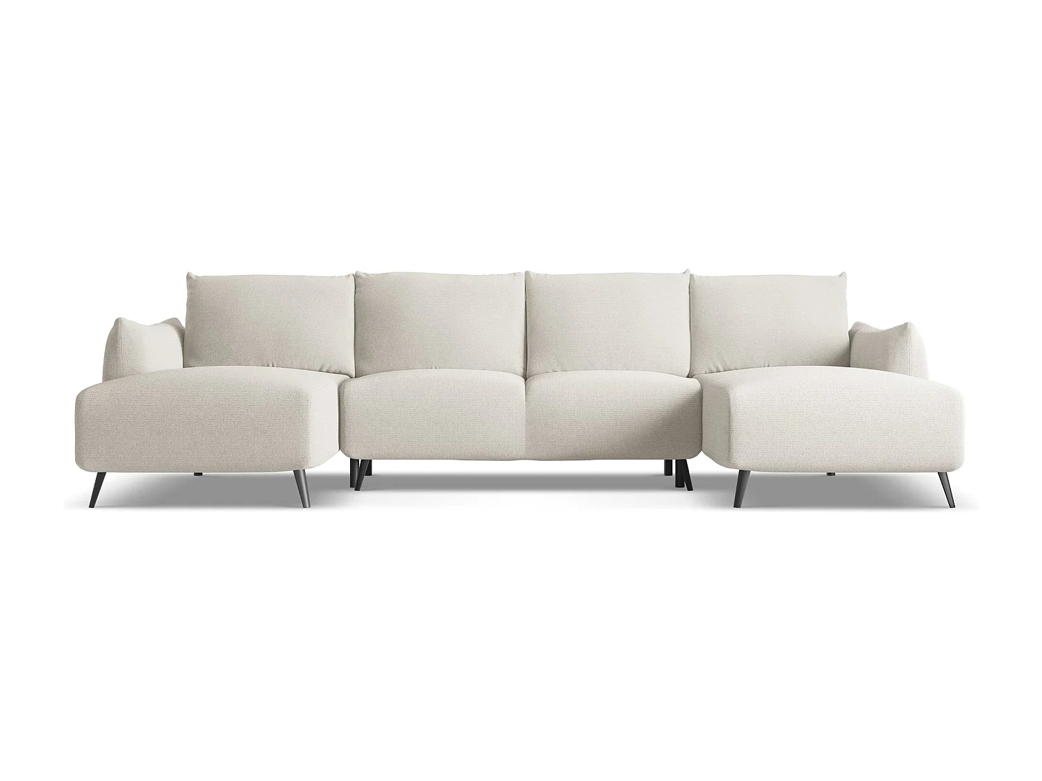 Canapé d'angle panoramique convertible en tissu chenille - argent - MALIE