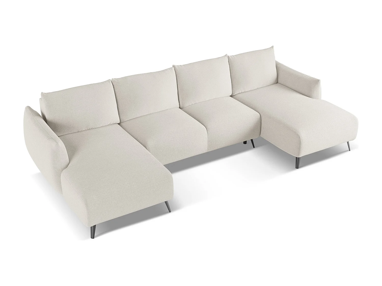 Canapé d'angle panoramique convertible en tissu chenille - argent - MALIE