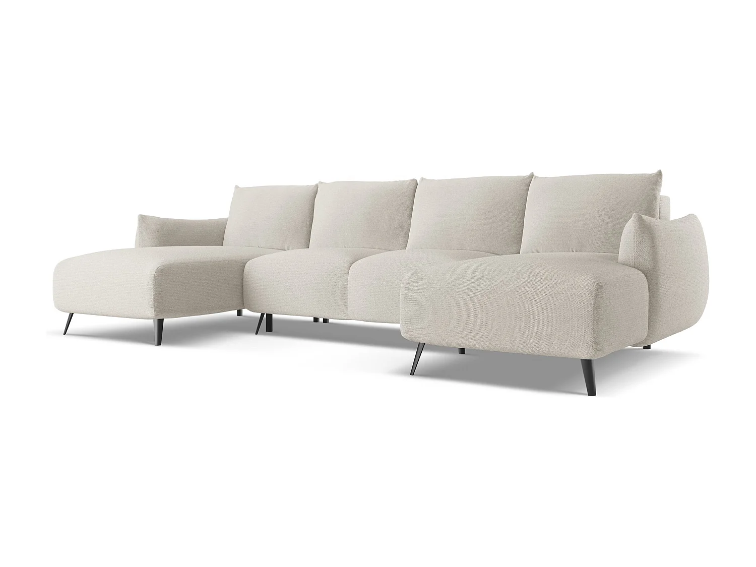 Sofa panoramiczna z funkcją spania - z tkaniny szenilowej - srebrny - MALIE