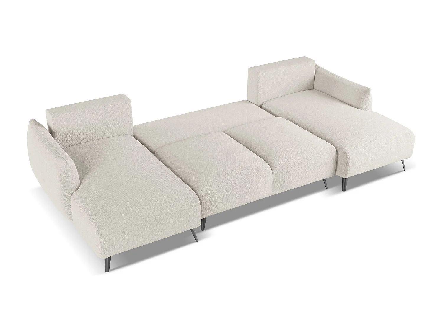 Sofa panoramiczna z funkcją spania - z tkaniny szenilowej - srebrny - MALIE