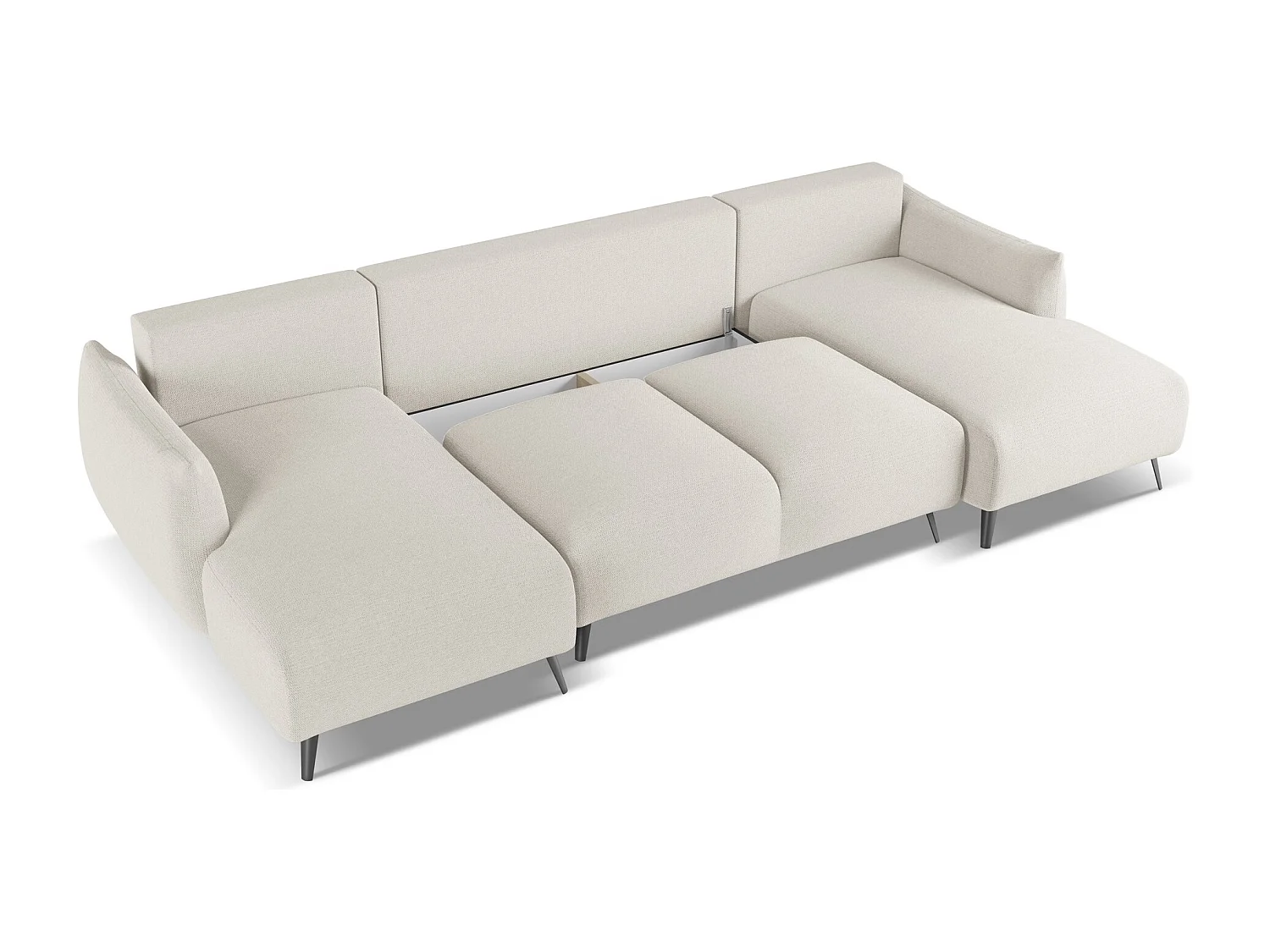 Sofa panoramiczna z funkcją spania - z tkaniny szenilowej - srebrny - MALIE