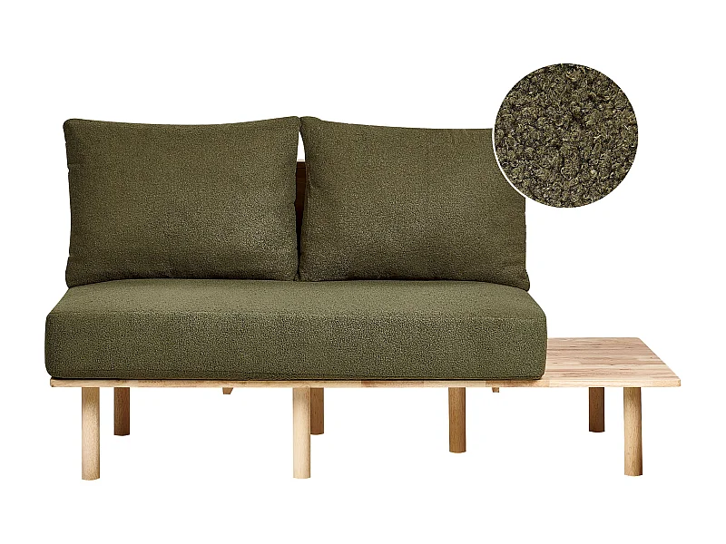 Sofa SALO Bouclé Dunkelgrün mit Tischen 2-Sitzer