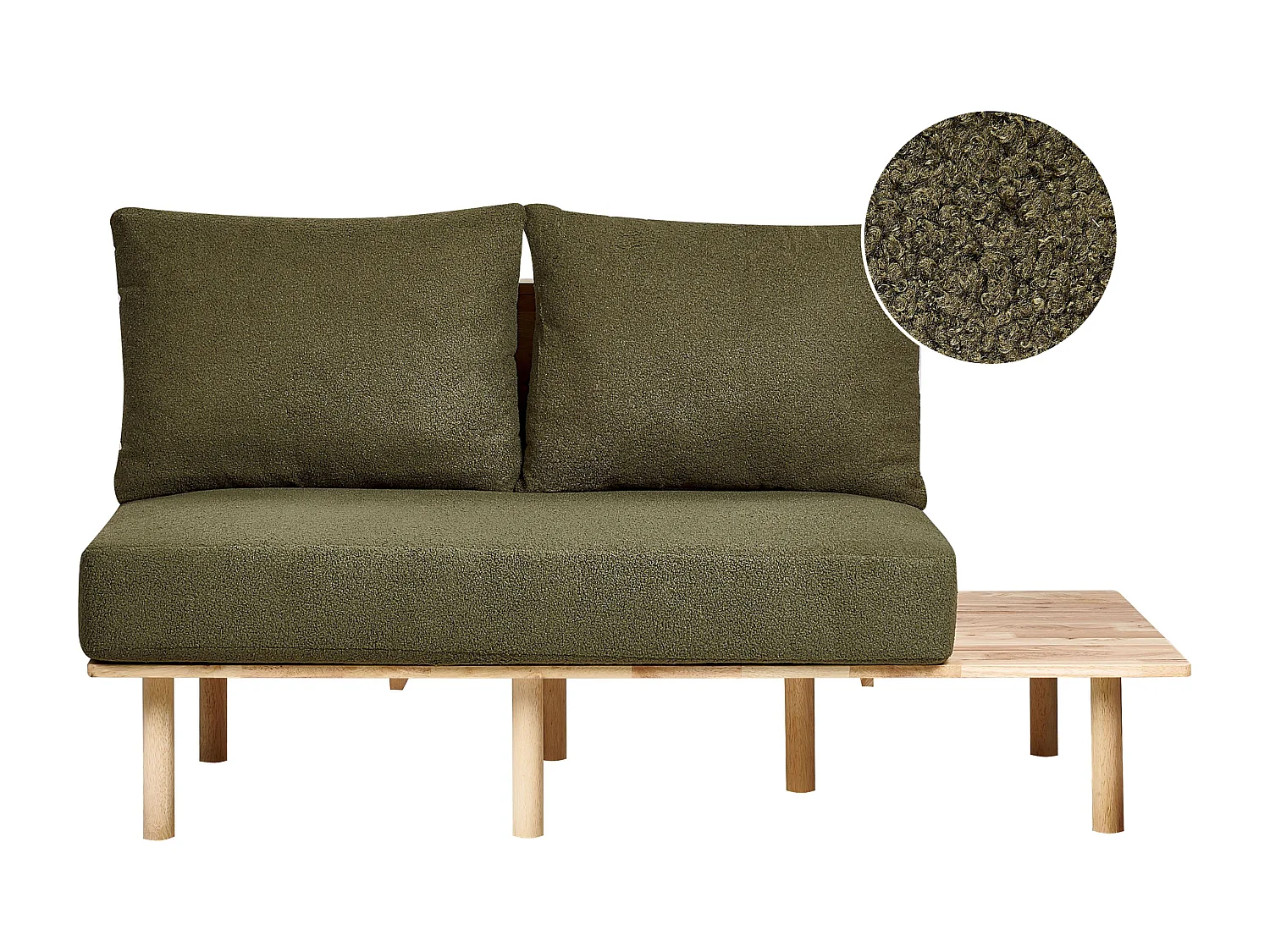 Sofa SALO Bouclé Dunkelgrün mit Tischen 2-Sitzer