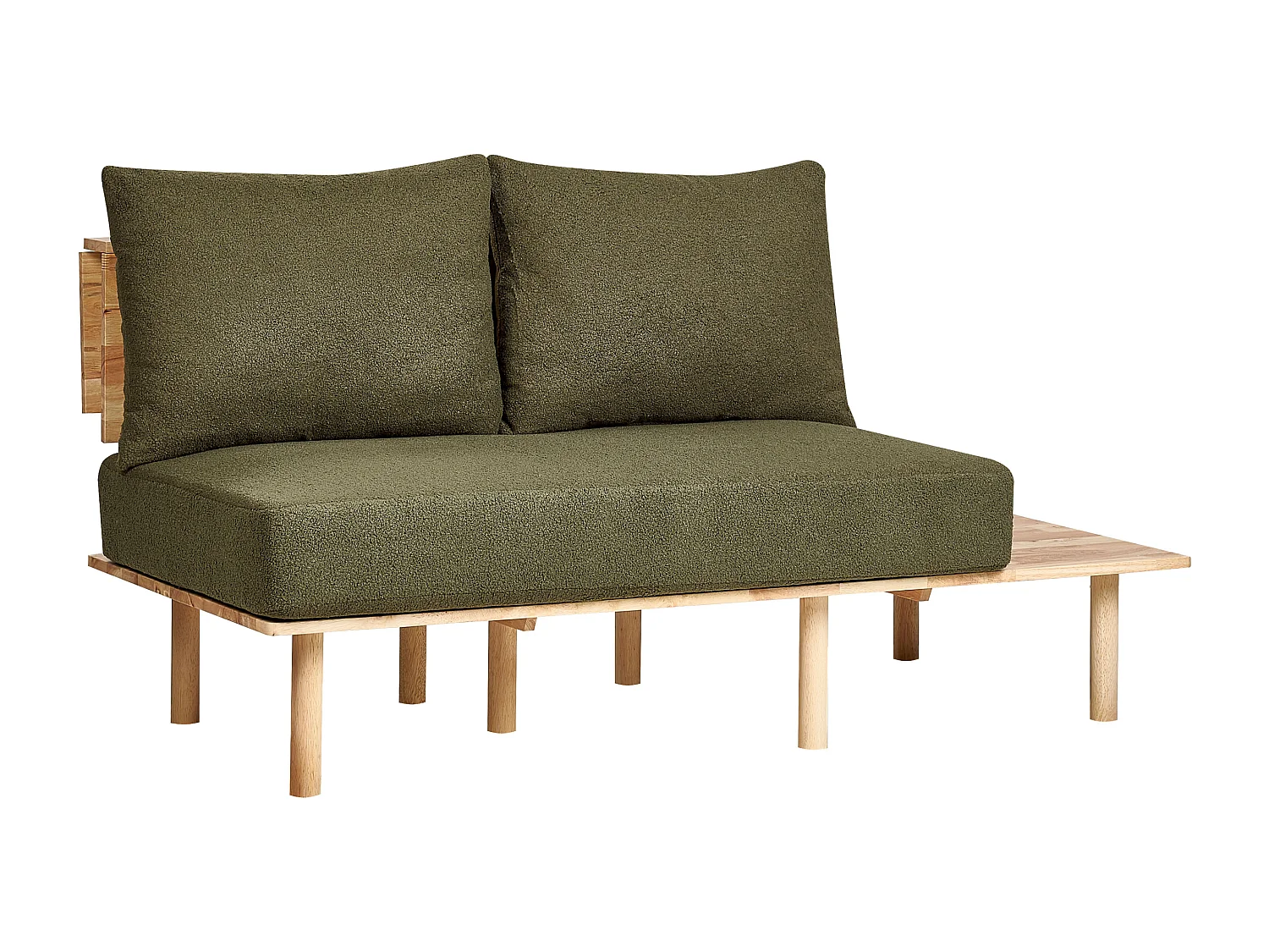 Sofa SALO Bouclé Dunkelgrün mit Tischen 2-Sitzer