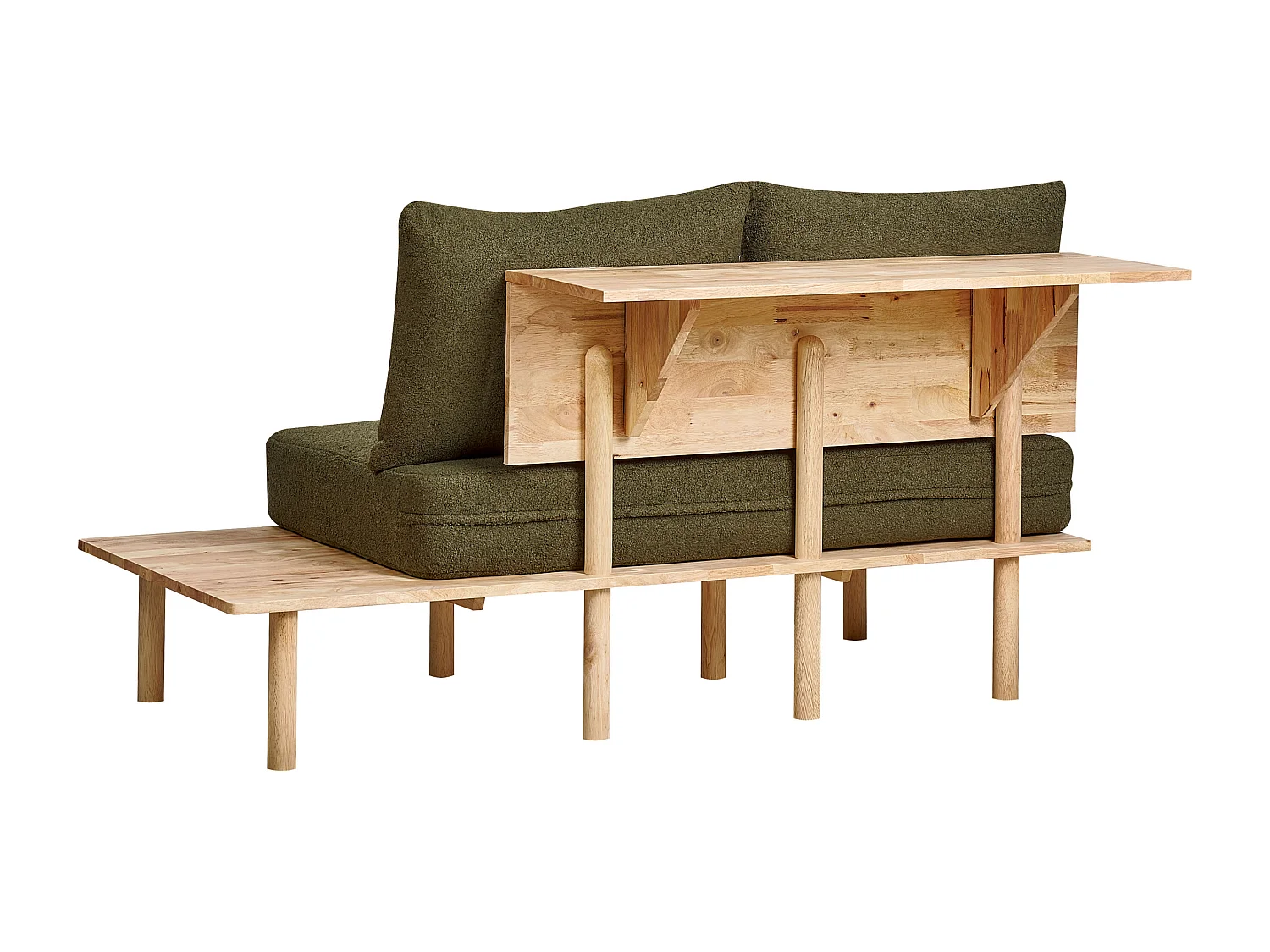 Sofa SALO Bouclé Dunkelgrün mit Tischen 2-Sitzer