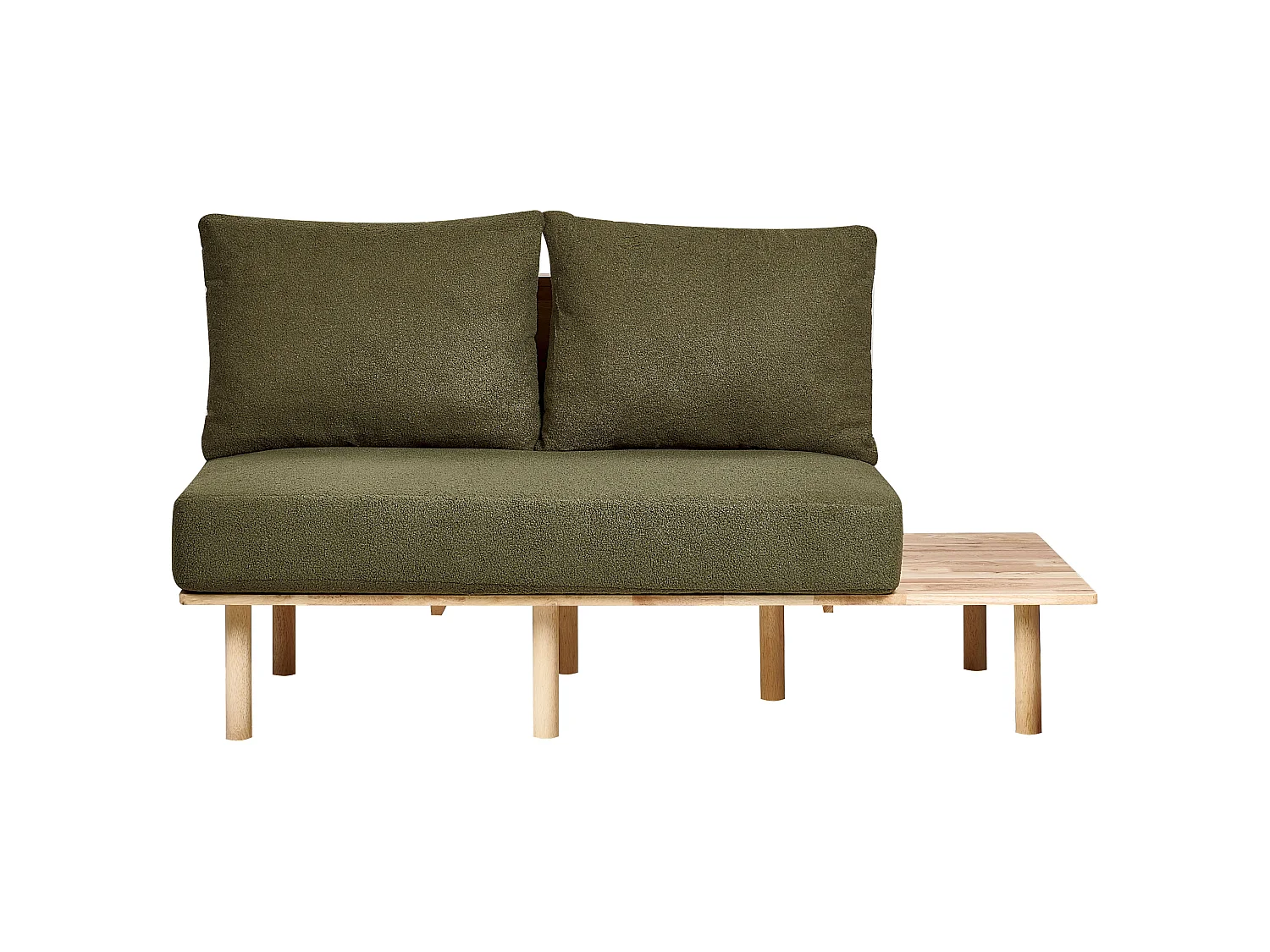 Sofa SALO Bouclé Dunkelgrün mit Tischen 2-Sitzer