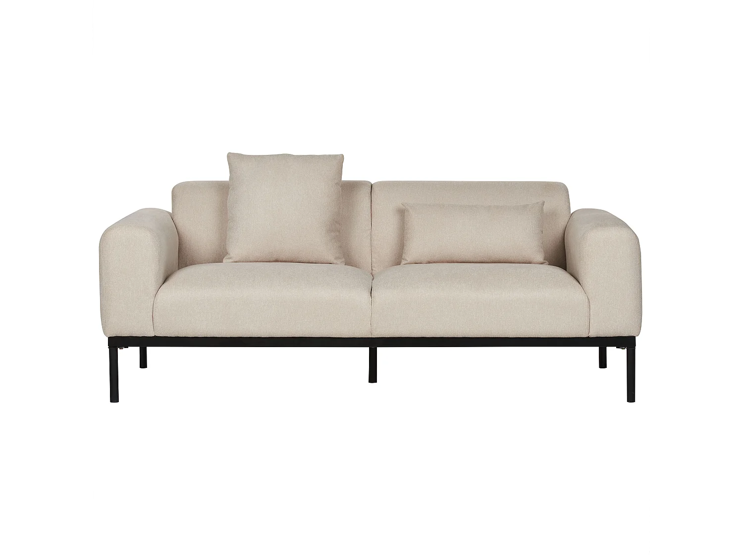 2-Sitzer Sofa Leinenoptik helles Beige breite Armlehnen hohe Metallfüße Malmos