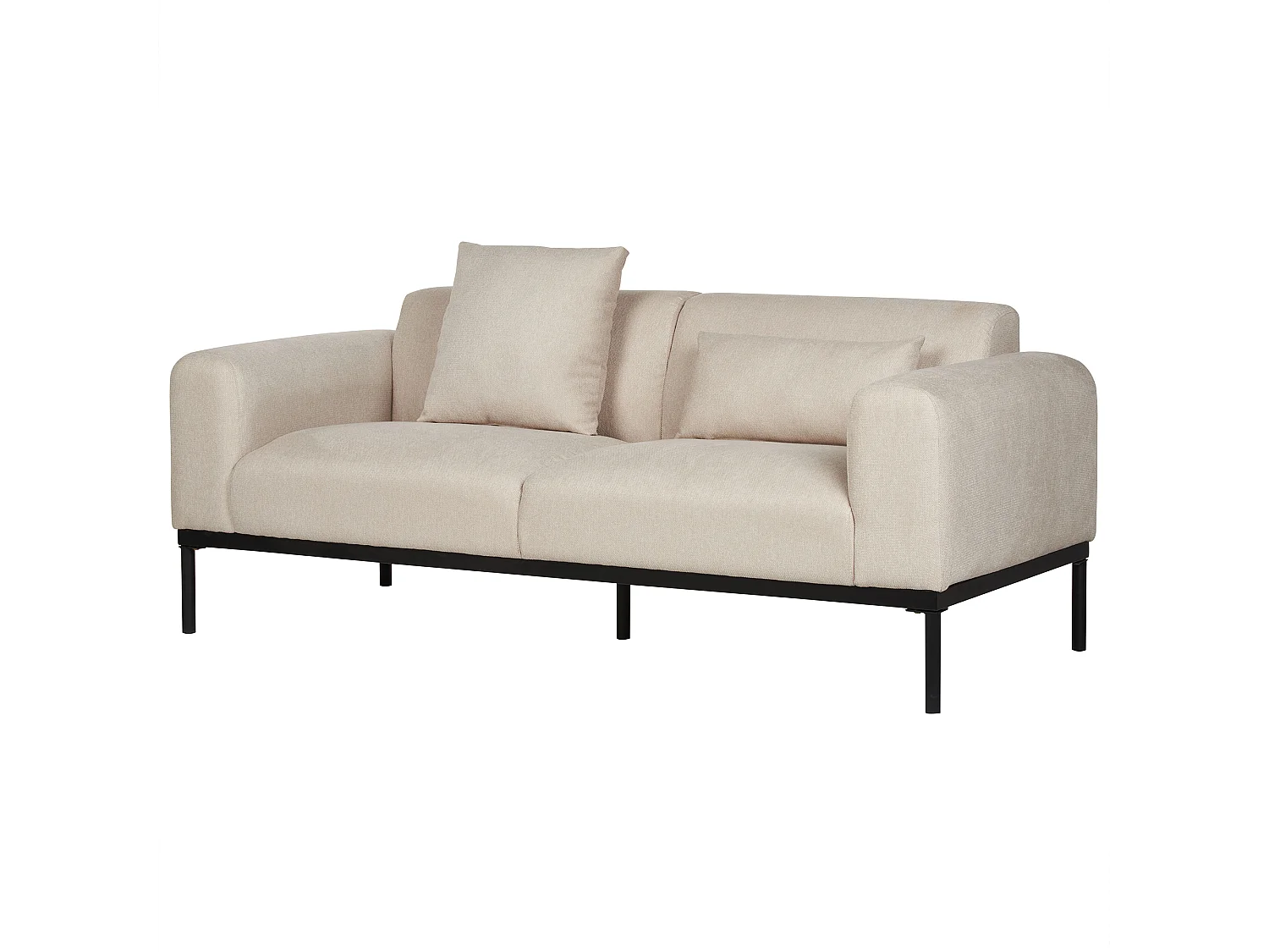 2-Sitzer Sofa Leinenoptik helles Beige breite Armlehnen hohe Metallfüße Malmos