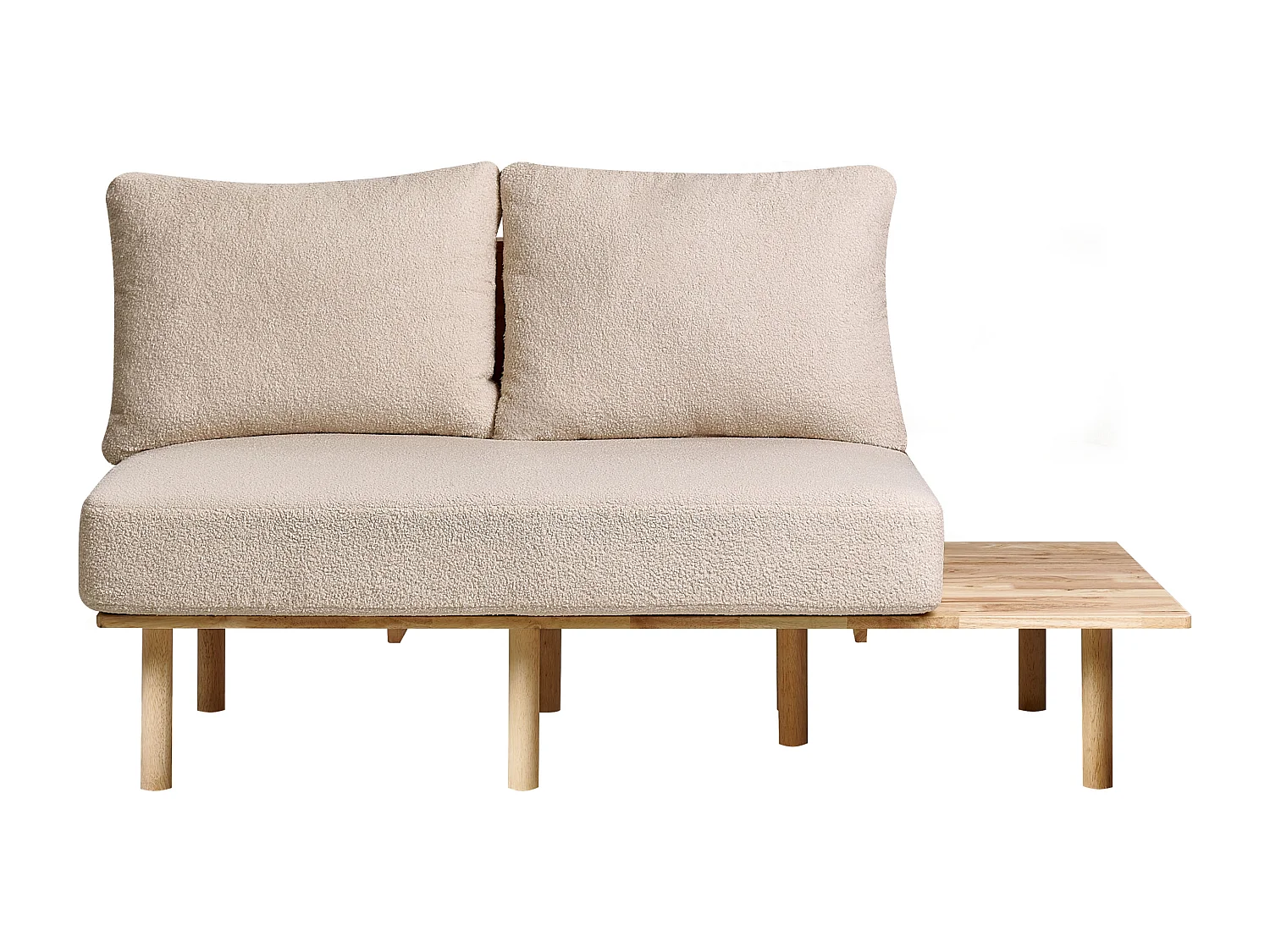 Sofa SALO Bouclé Beige mit Tischen 2-Sitzer