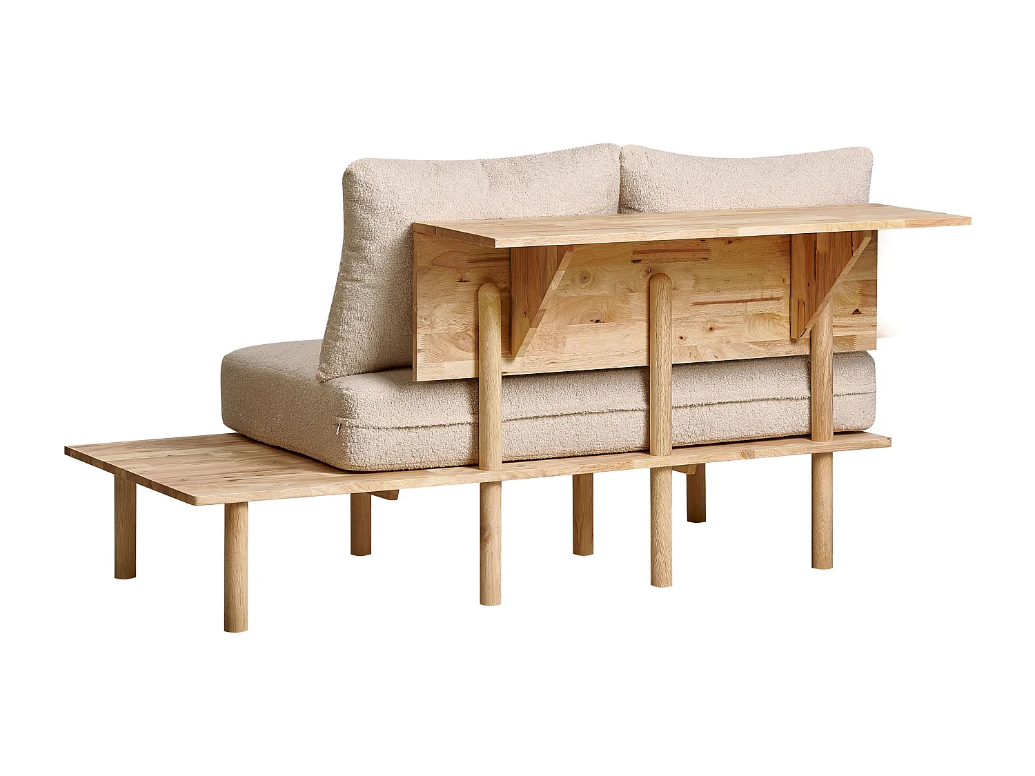 Sofa SALO Bouclé Beige mit Tischen 2-Sitzer