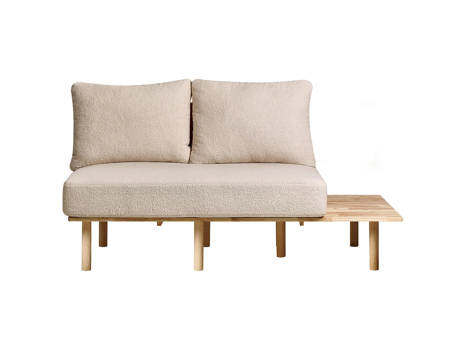 Sofa SALO Bouclé Beige mit Tischen 2-Sitzer