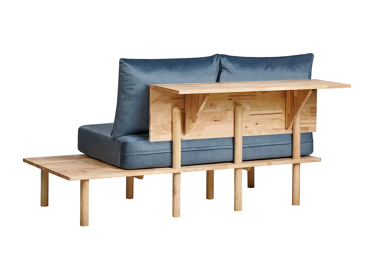 2-Sitzer Sofa Stoffbezug grün mit 2 Kissen Knopfheftung helle Holzbeine Kalmar