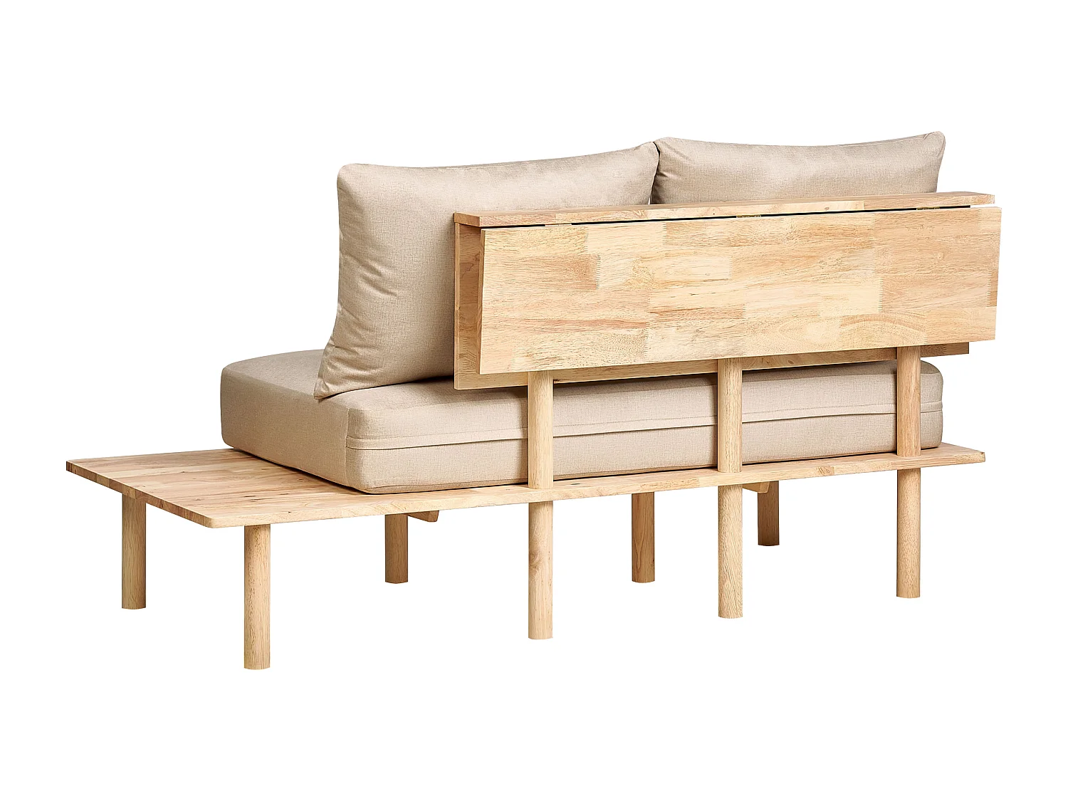 Canapé 2 places SALO Tissu Beige sable avec tables