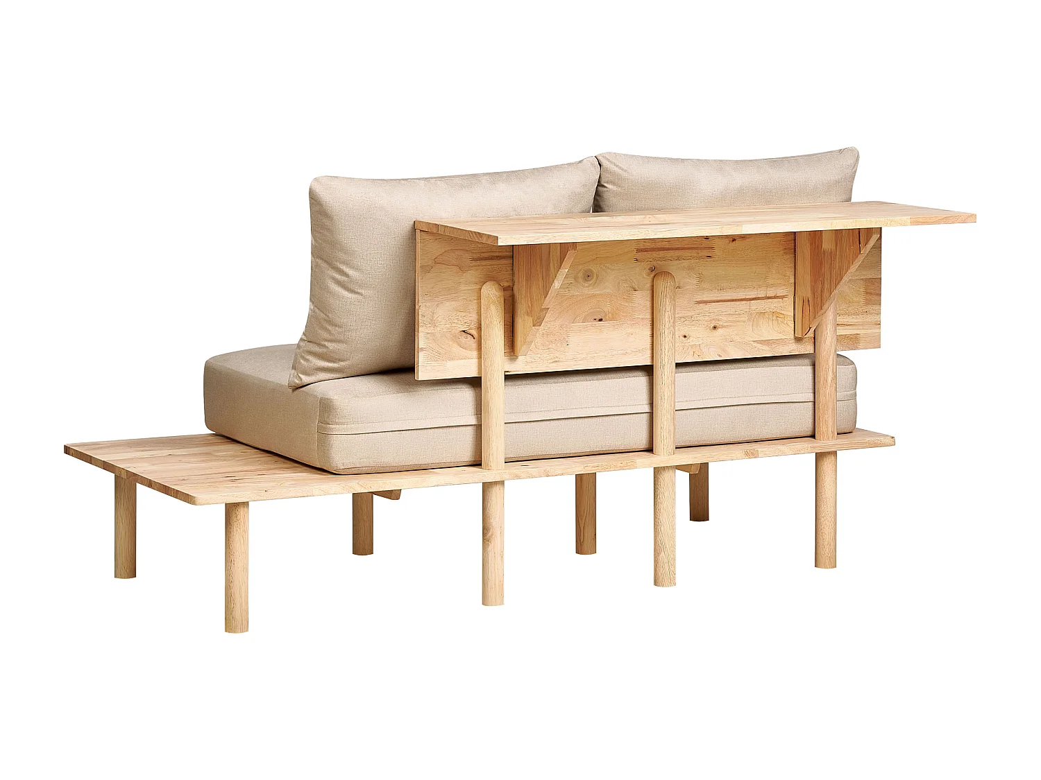 Canapé 2 places SALO Tissu Beige sable avec tables