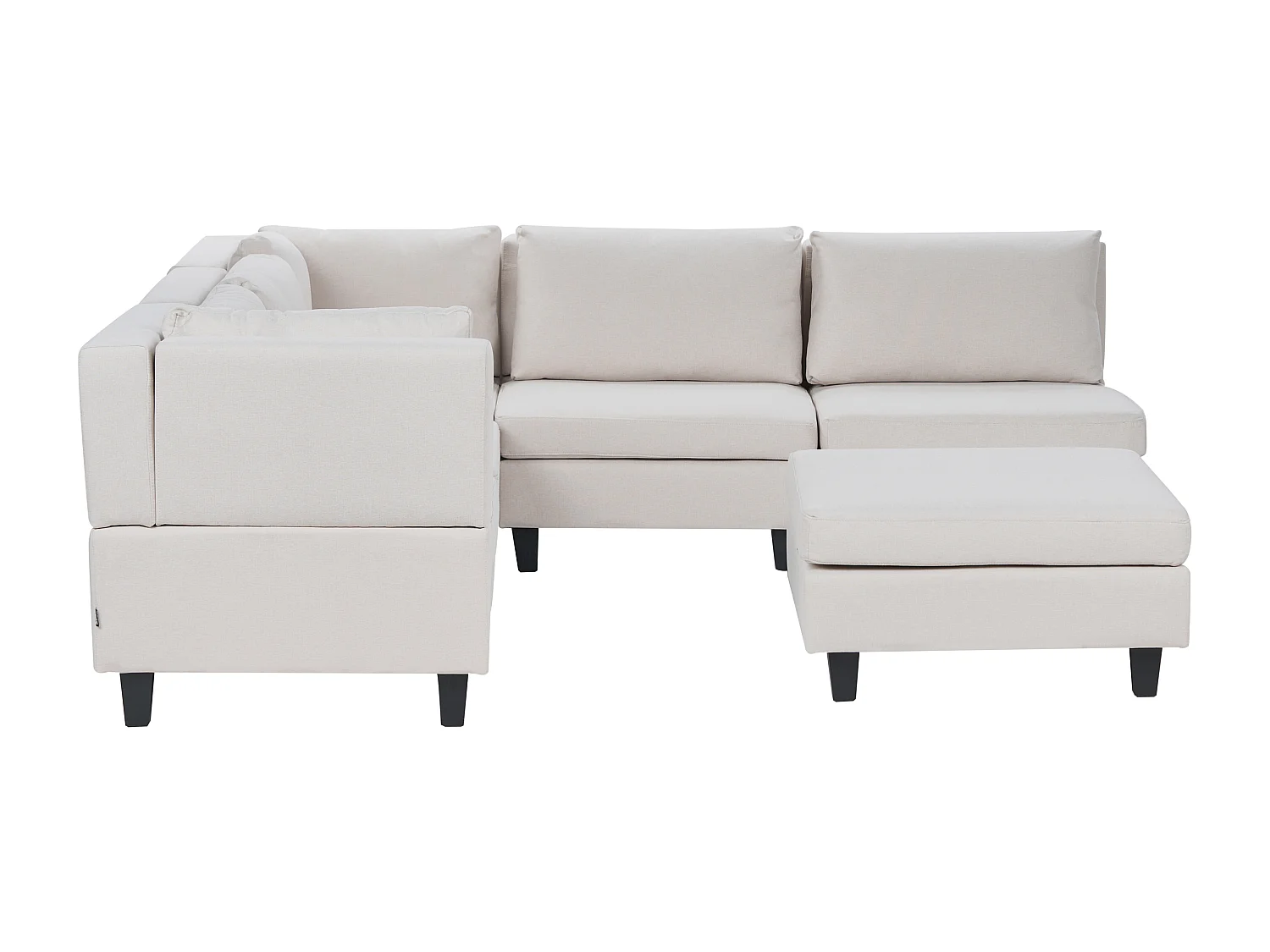 Canapé d'angle modulable 5 places UNSTAD Tissu Beige clair avec ottoman Côté droit