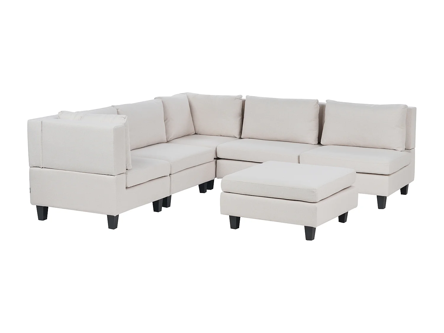 Canapé d'angle modulable 5 places UNSTAD Tissu Beige clair avec ottoman Côté droit