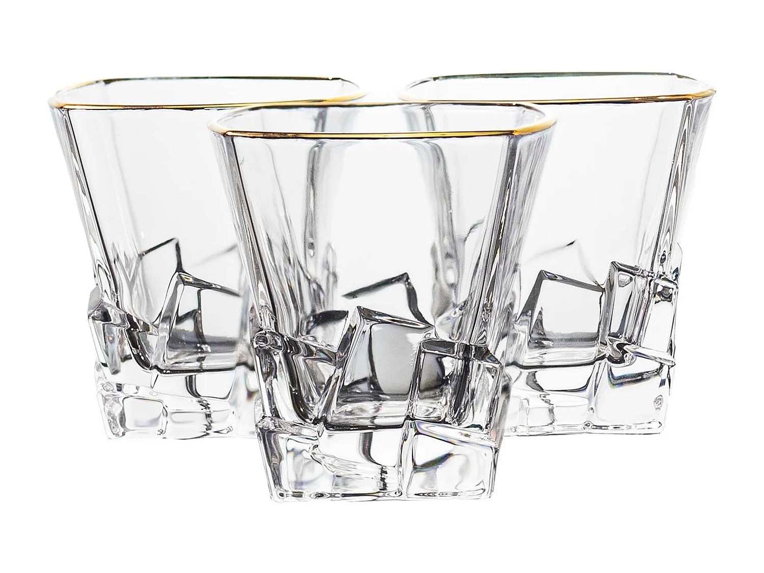Set De 6 Vasos Y Una Botella De Cristal Dorado 820 Ml