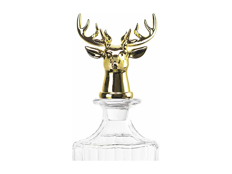 Set De 6 Vasos Y Una Botella De Cristal Dorado 720 Ml