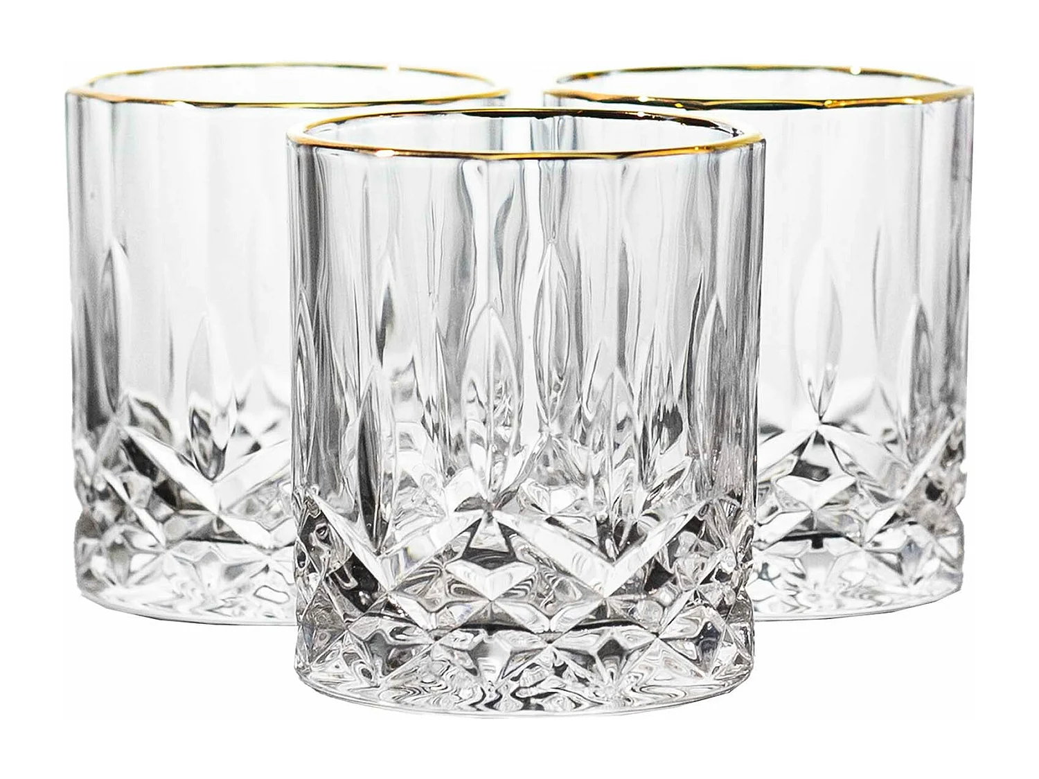Set De 6 Vasos Y Una Botella De Cristal Dorado 720 Ml