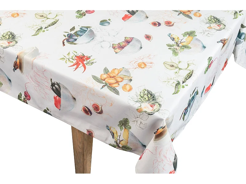 Mantel Antimanchas Higos Pajaros 145x160 Cm