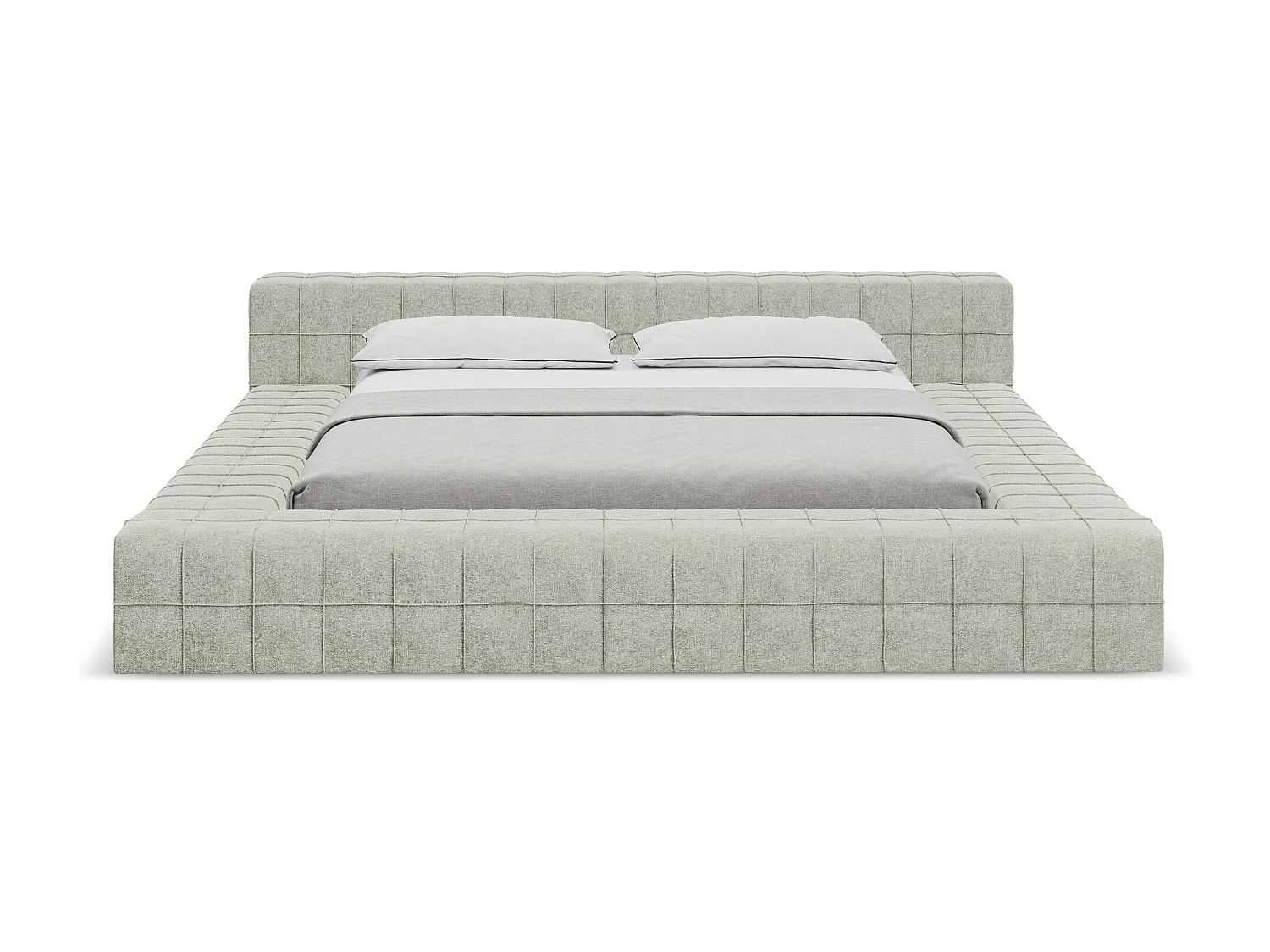 Łóżko 220 x 260 - z tkaniną boucle - beżowy - AKELA