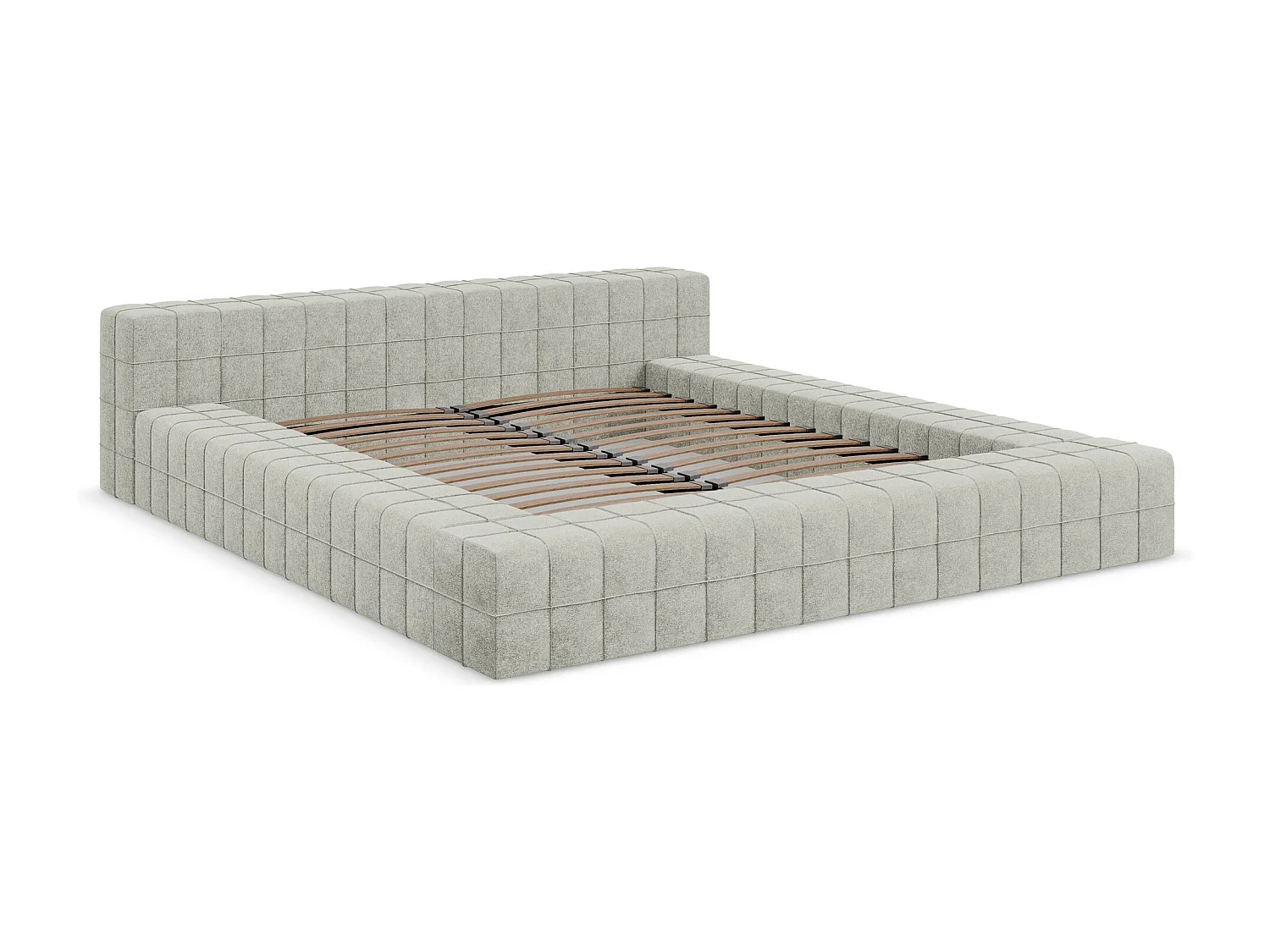 Łóżko 220 x 260 - z tkaniną boucle - beżowy - AKELA