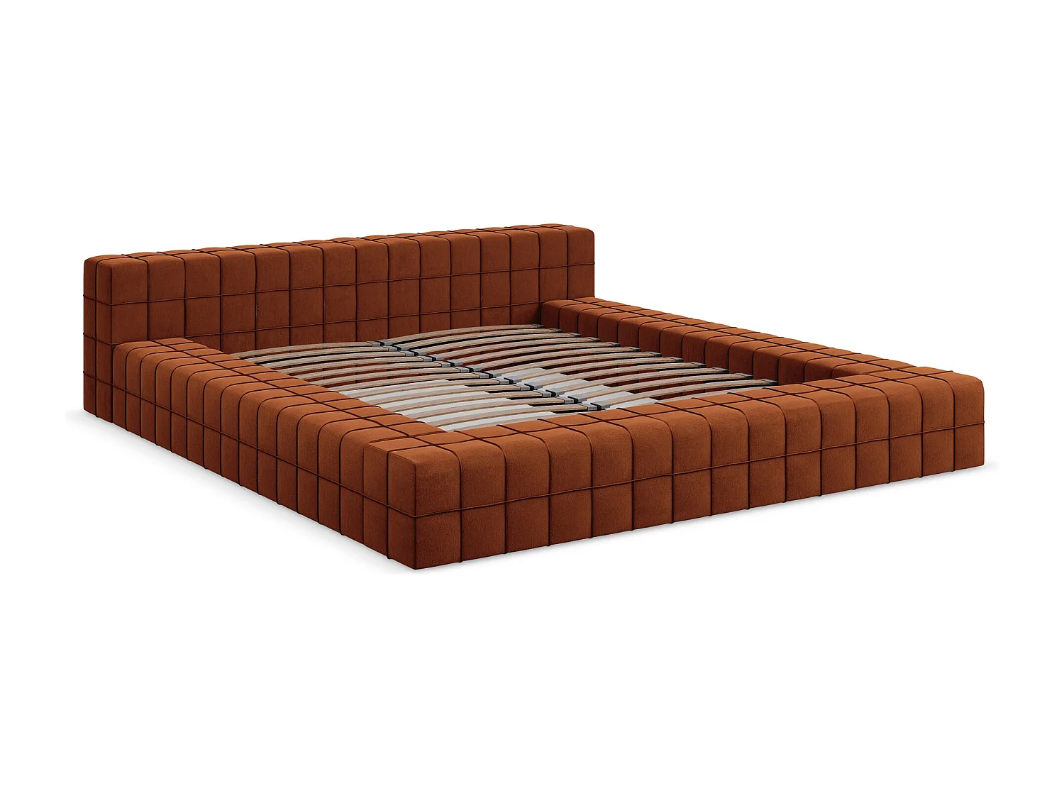 Tweepersoonsbed 220 x 260 - velours - terracotta - AKELA