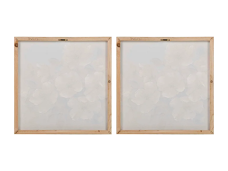 Set 2 Lienzos Flores 40% Pintado A Mano 60x3x60 Cm