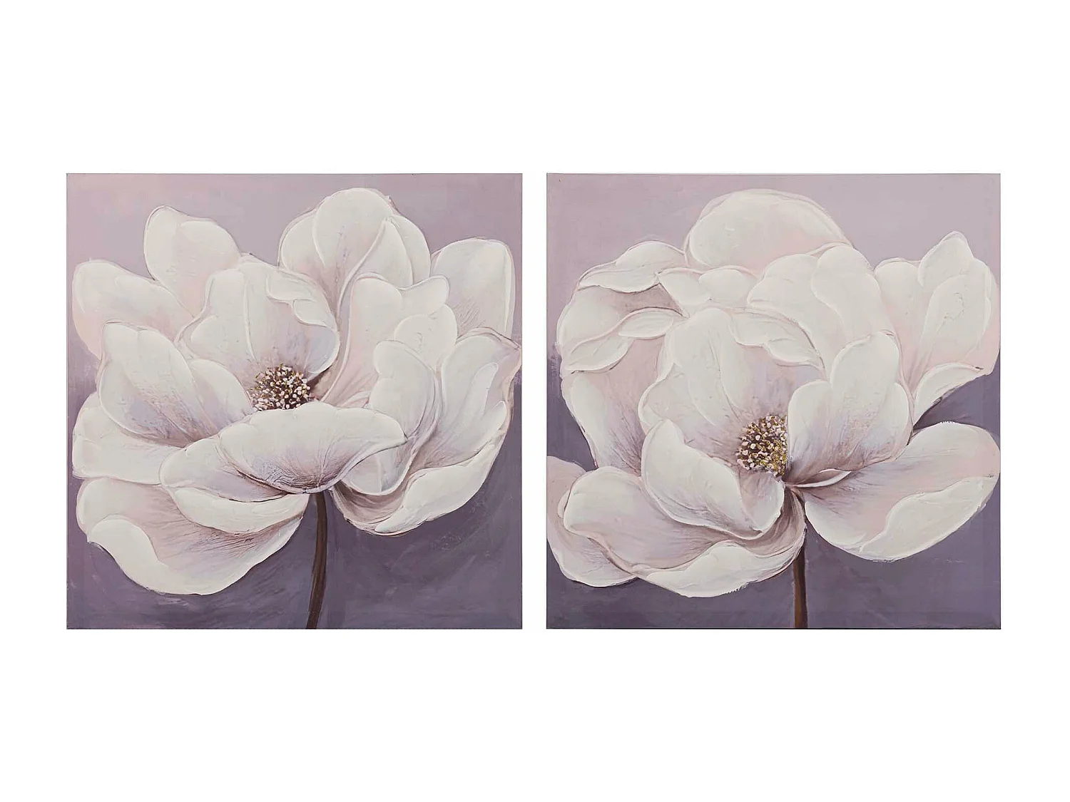 Set 2 Lienzos Flores 40% Pintado A Mano 60x3x60 Cm