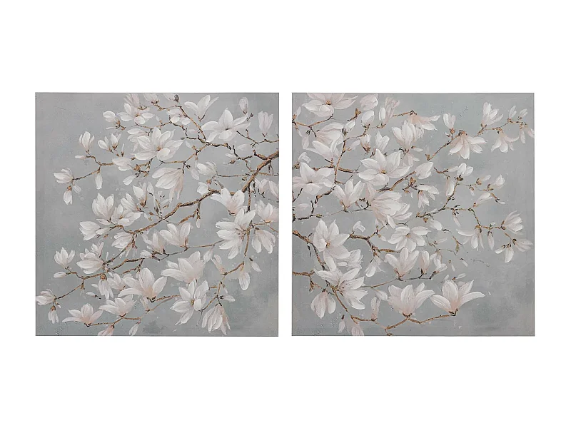 Set 2 Lienzos Almendro 40% Pintado Mano 60x3x60 Cm