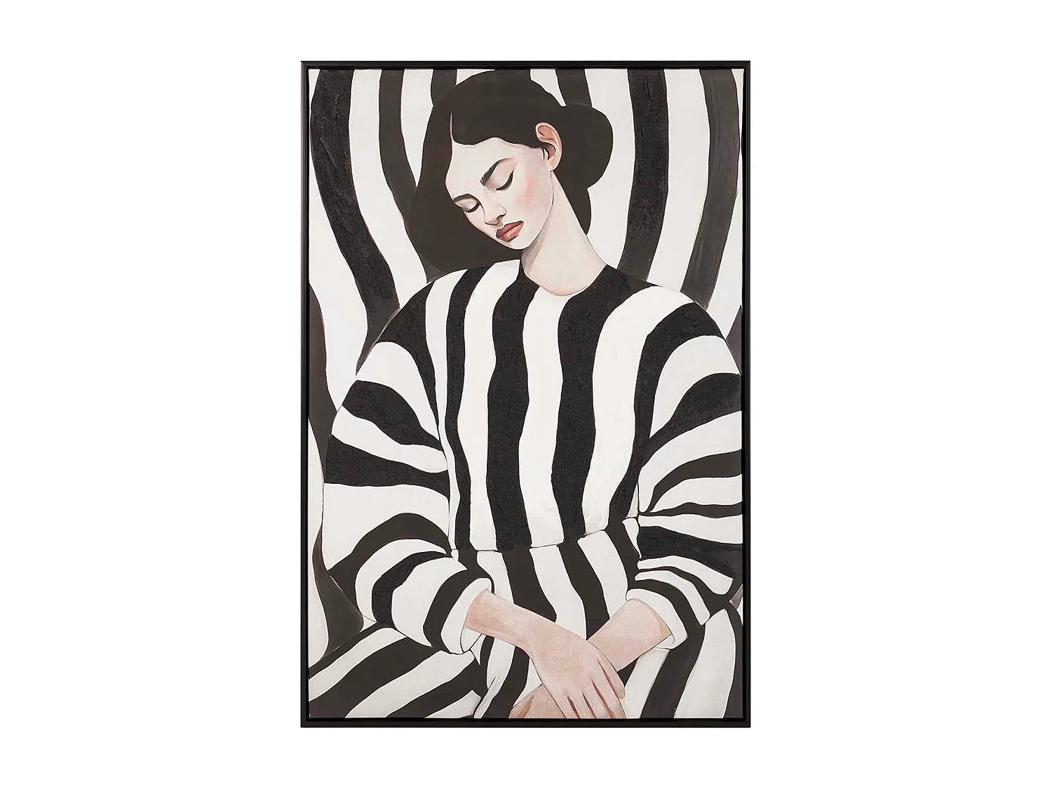 Cuadro Mujer Relieve Con Marco Negro 83x4x123 Cm