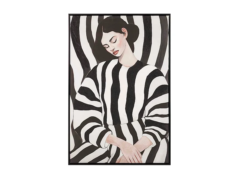 Cuadro Mujer Relieve Con Marco Negro 83x4x123 Cm