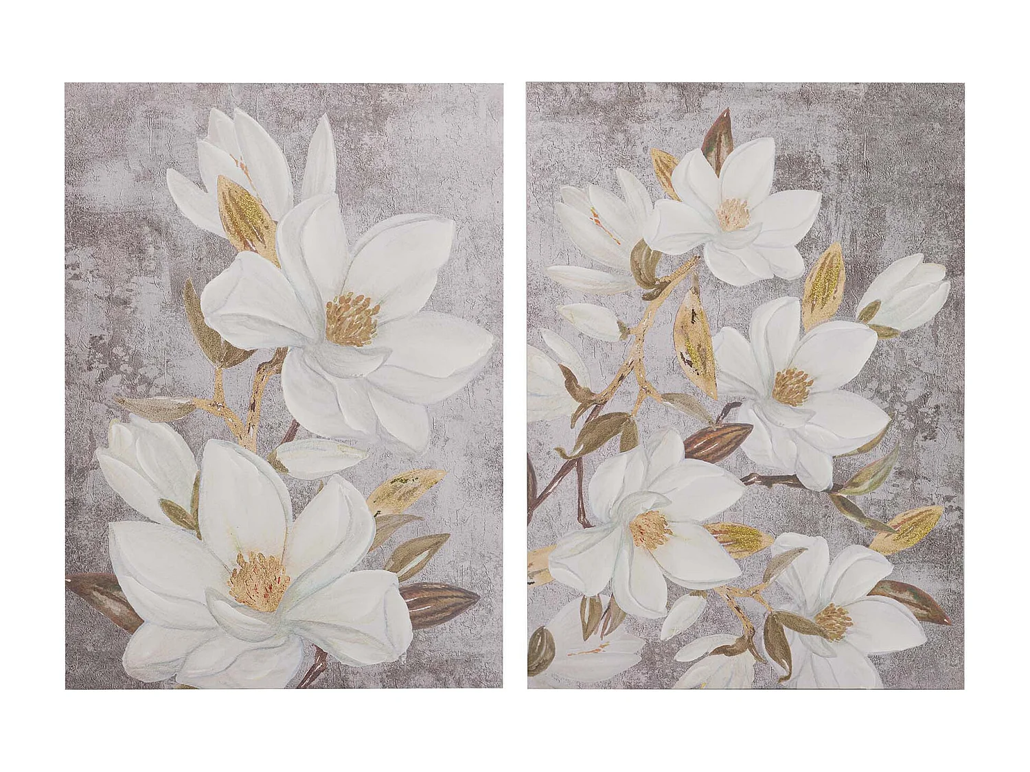 Set 2 Lienzos Flores 40% Pintado A Mano 50x3x70 Cm