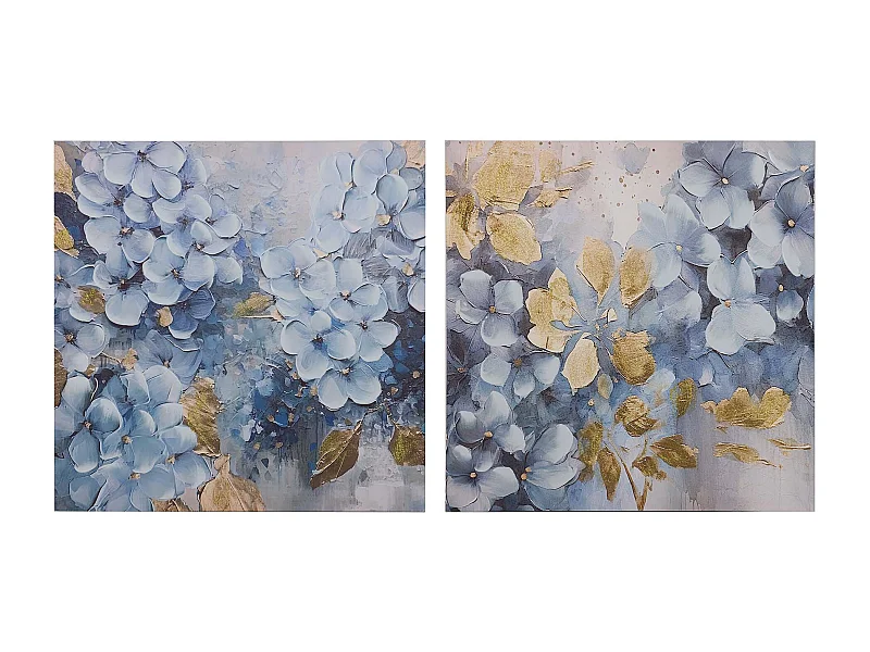 Set 2 Lienzos Flores 40% Pintado A Mano 60x3x60 Cm