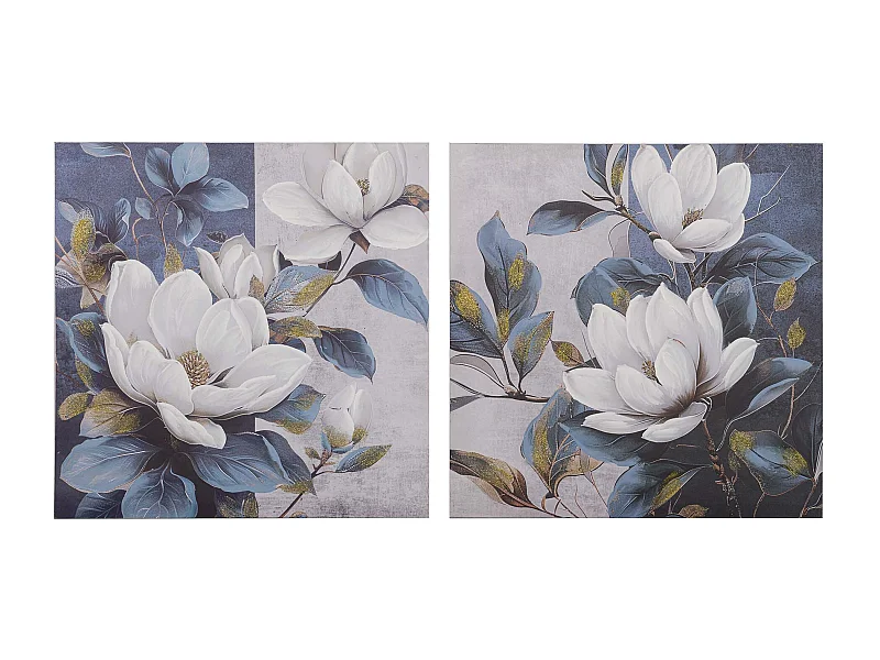 Set 2 Lienzos Flores 40% Pintado A Mano 60x3x60 Cm