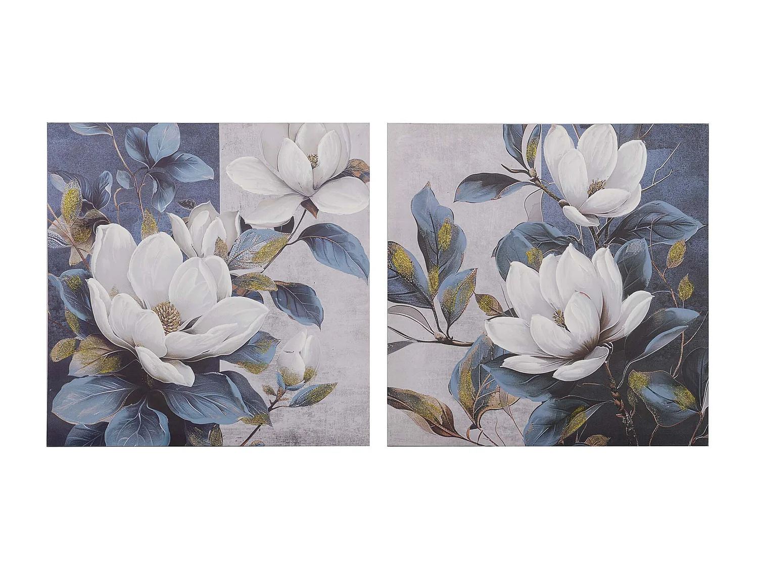 Set 2 Lienzos Flores 40% Pintado A Mano 60x3x60 Cm