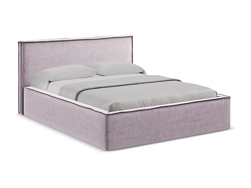 Lit coffre en velours 160 x 200 - lavande - ANANI