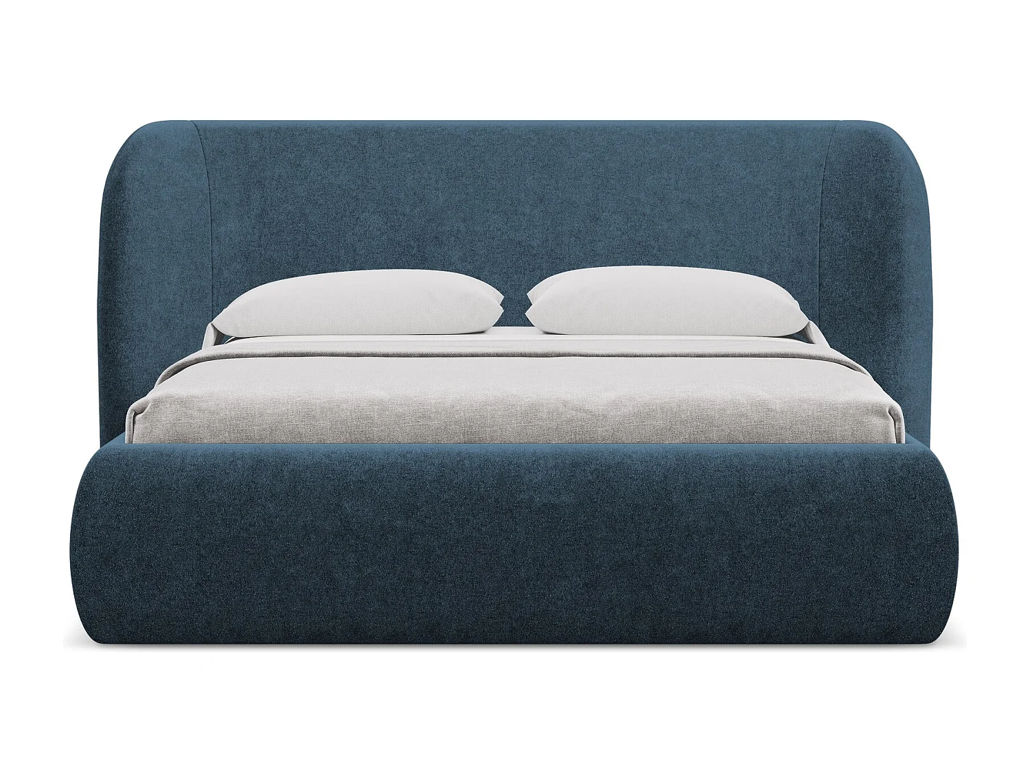 Lit coffre en tissu bouclette 180 x 200 - bleu royal - HAUKE