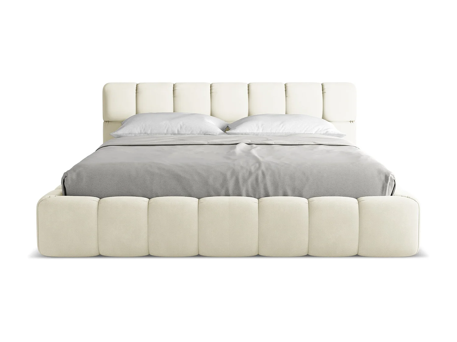 Łóżko 200 x 228 - z tkaniny szenilowej - beżowy - NALU