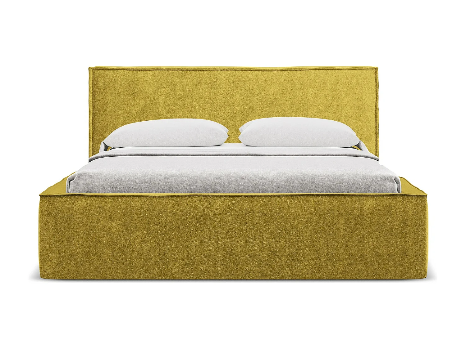 Lit coffre en tissu bouclette 160 x 200 - moutarde - ANANI