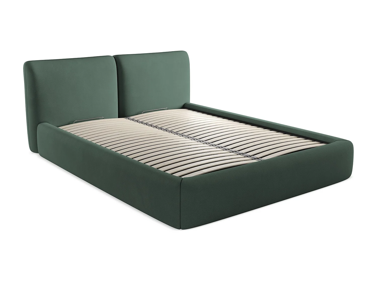 Lit coffre en tissu chenille 160 x 200 - vert - HOKU
