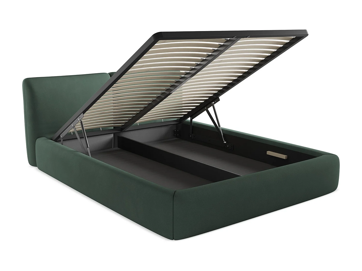 Lit coffre en tissu chenille 160 x 200 - vert - HOKU