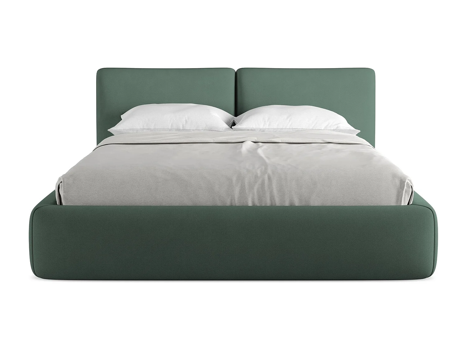 Lit coffre en tissu chenille 160 x 200 - vert - HOKU