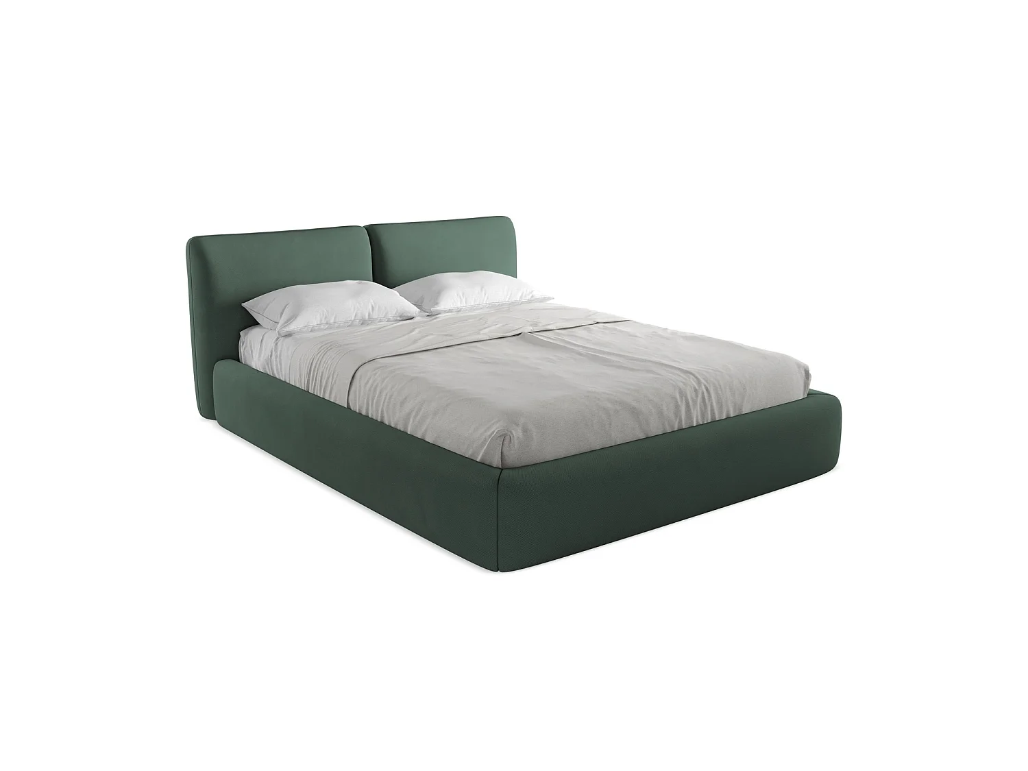 Bett mit Bettkasten - 180 x 228 - Chenille - Grün - MILANO