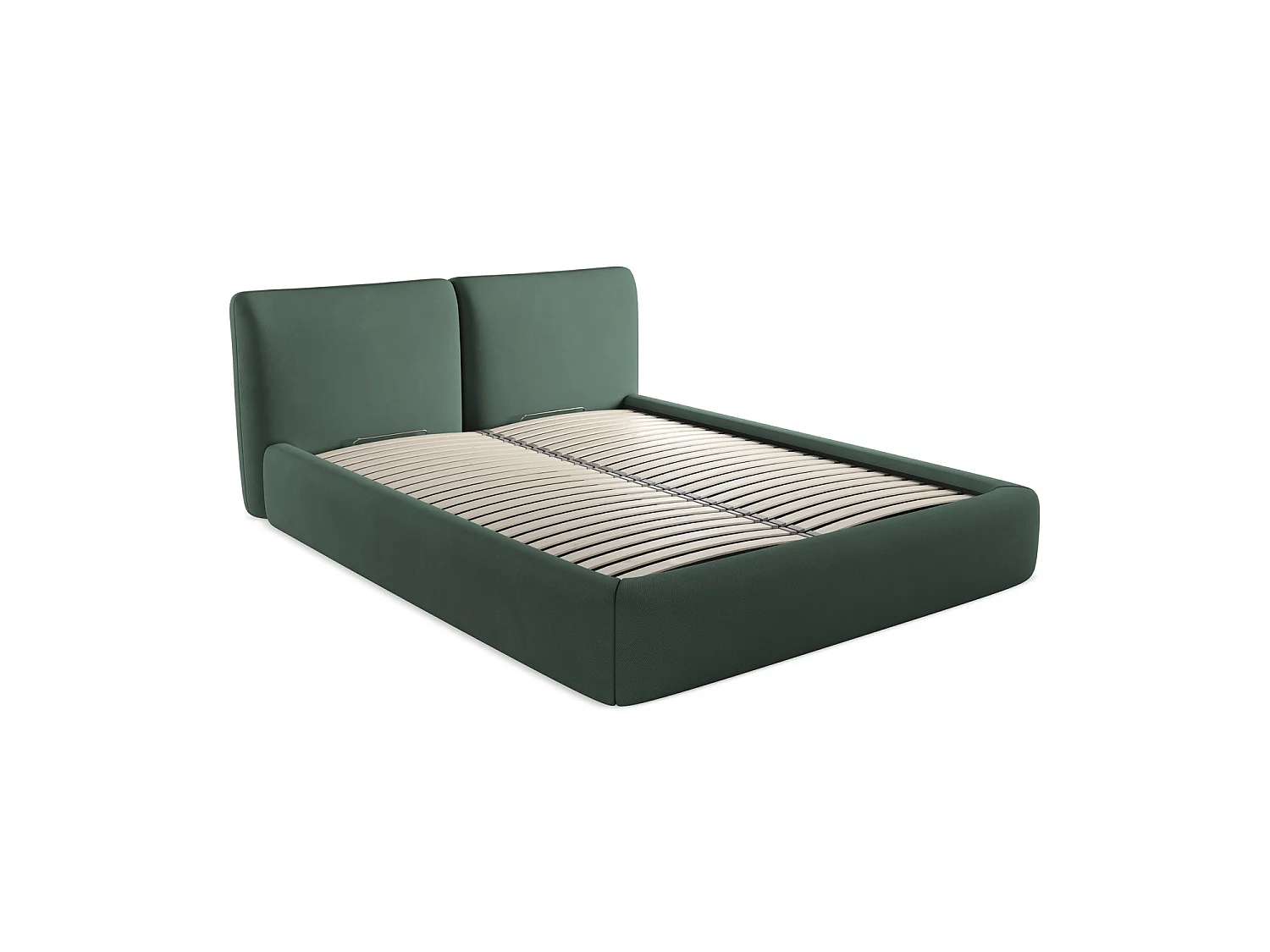 Bett mit Bettkasten - 180 x 228 - Chenille - Grün - MILANO